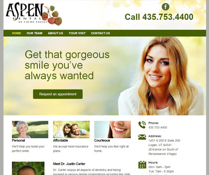 Aspen Dental of Cache Valley - Responsive Designed Custom Website