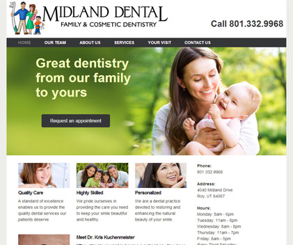 Midland Dental - Responsive Designed Custom Website