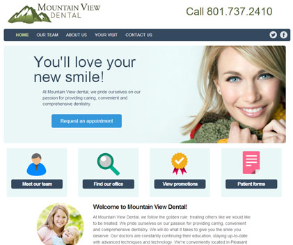 Mountain View Dental - Responsive Designed Custom Website