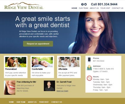 Ridge View Dental - Responsive Designed Custom Website